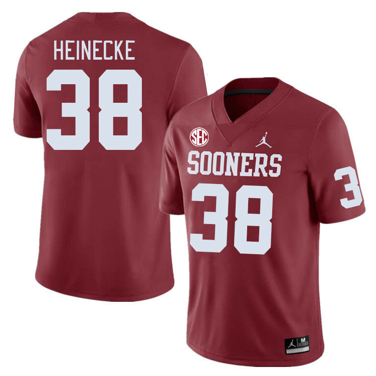 Men #38 Owen Heinecke Oklahoma Sooners 2024 SEC Conference College Football Jerseys-Crimson